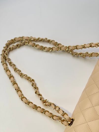 Chanel 荔皮奶茶色CF 鍍9