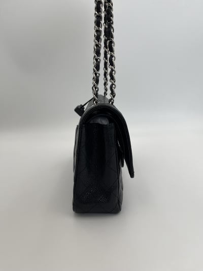 Chanel黑銀荔皮CF255