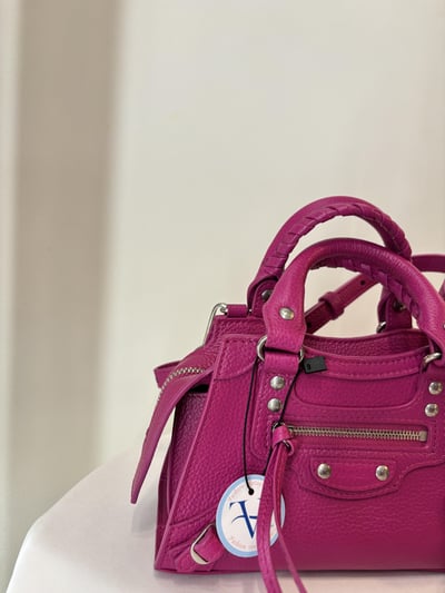 Ba1411 Balenciaga mini 桃粉機車包2