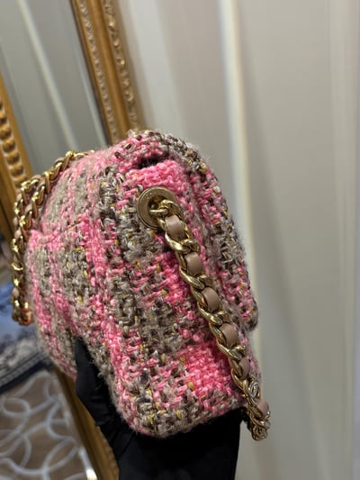 Chanel粉格毛呢19Bag5
