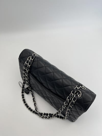 Chanel黑銀荔皮CF257