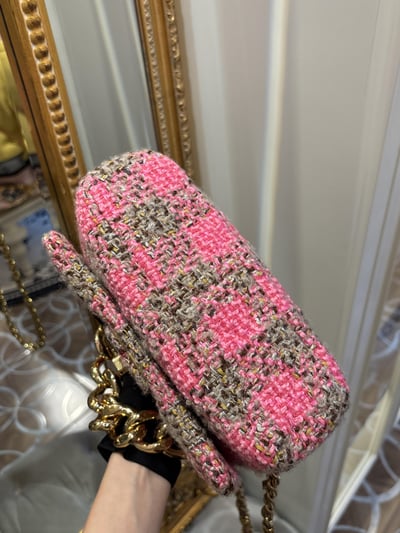 Chanel粉格毛呢19Bag7