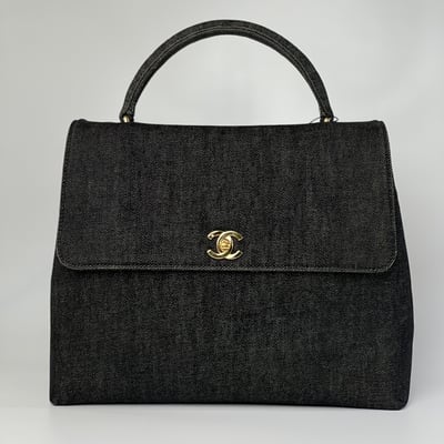 Chanel 黑色丹寧handle包1