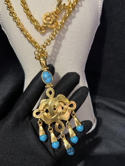 Chanel土耳其藍彩寶長鏈3