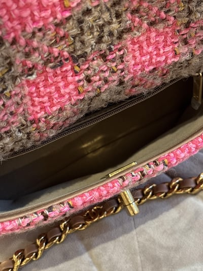 Chanel粉格毛呢19Bag14