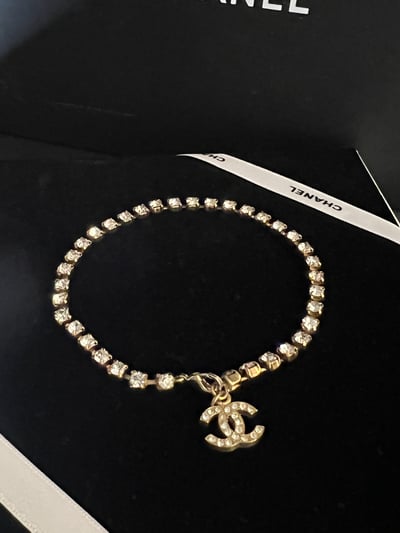 Chanel滿鑽小cc Logo腳鏈1