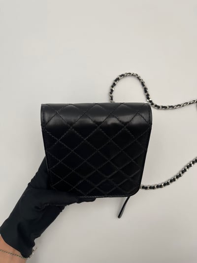 Chanel黑銀側拉鍊mini方胖9