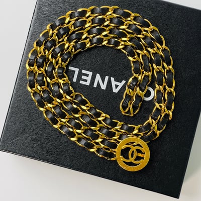 Chanel 放射C雙皮穿腰鍊1