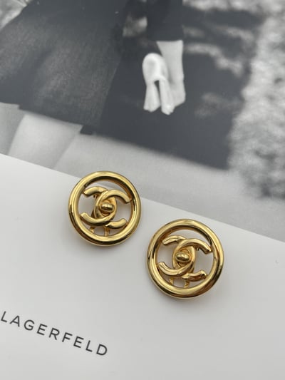 Chanel書包釦圓耳夾1