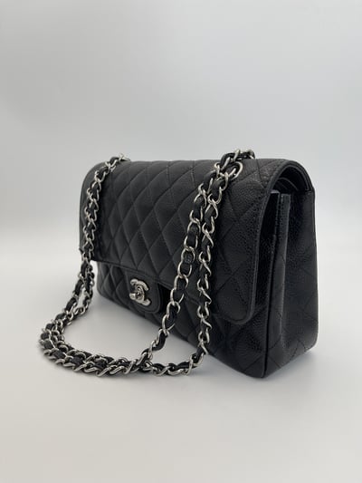 Chanel黑銀荔皮CF253