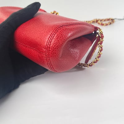 Chanel 荔皮紅色元寶包7