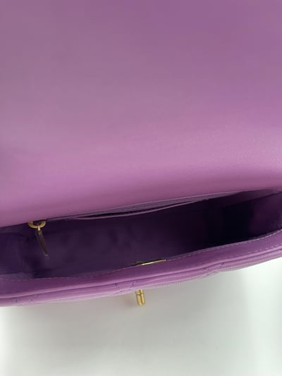 Chanel書包釦掀蓋短鍊包（紫）15