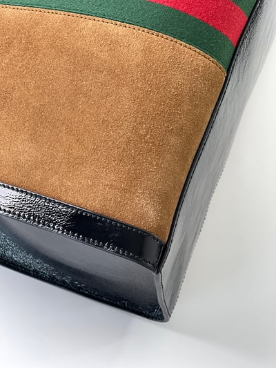 Gucci 紅綠麂皮大托特包6