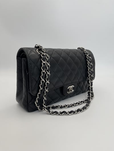 Chanel黑銀荔皮CF252