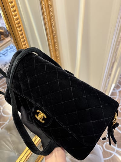 Chanel天鵝絨CF後背包4