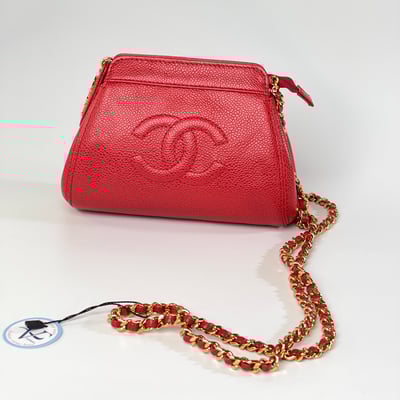 Chanel 荔皮紅色元寶包1