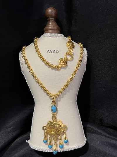 Chanel土耳其藍彩寶長鏈1