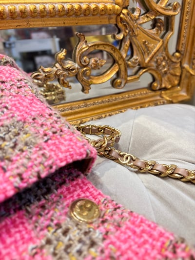 Chanel粉格毛呢19Bag12