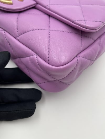 Chanel書包釦掀蓋短鍊包（紫）4