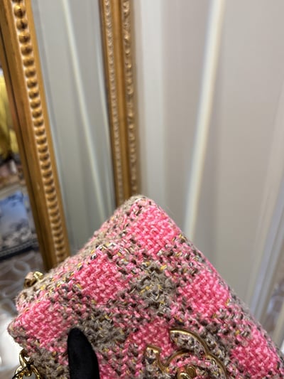 Chanel粉格毛呢19Bag8