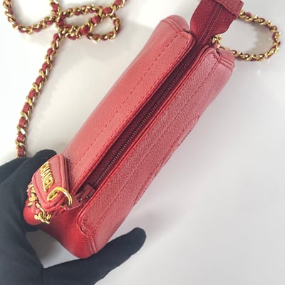 Chanel 荔皮紅色元寶包9