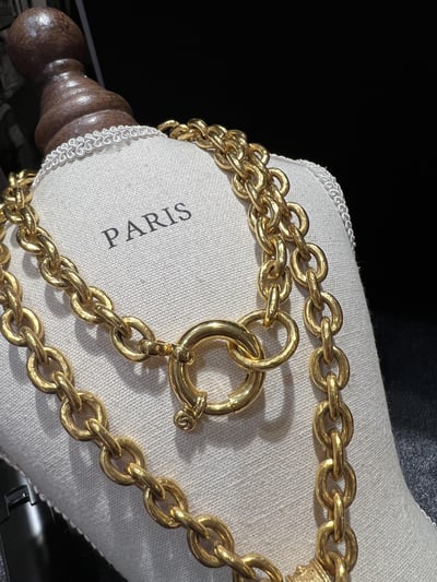 Chanel雙C垂墜綠琉璃雕花鏈4