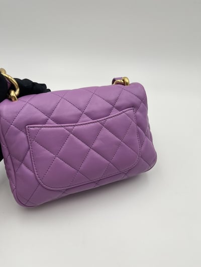 Chanel書包釦掀蓋短鍊包（紫）8