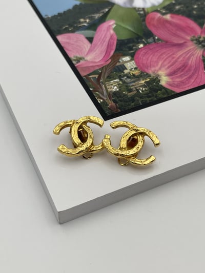 Chanel切割雙C耳夾1