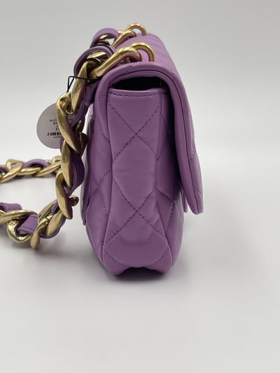 Chanel書包釦掀蓋短鍊包（紫）7