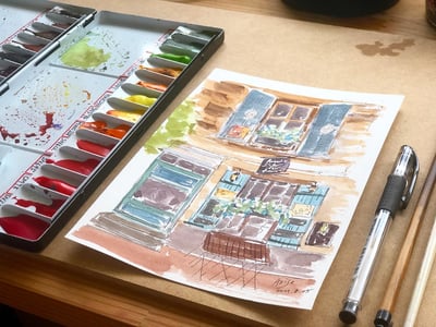 輕水彩課：歐洲街景速寫8