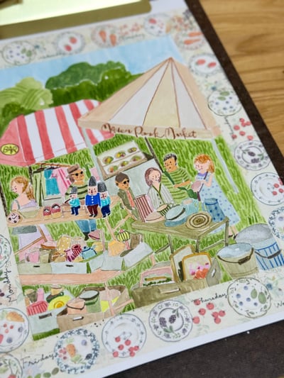 輕水彩課：莫爾公園的古董市集4