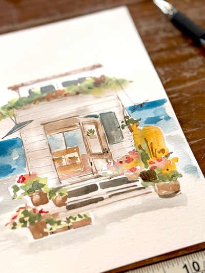 輕水彩：長假裡的海濱小屋5