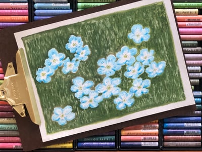 油粉彩課：花園裡的瑠璃唐草1