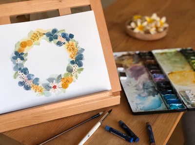 花店裡的花圈水彩課｜Ariselin Design 水彩課｜3