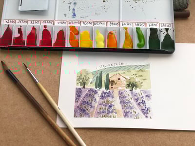 輕水彩：山城裡的普羅旺斯｜Ariselin Design 線上課程｜8