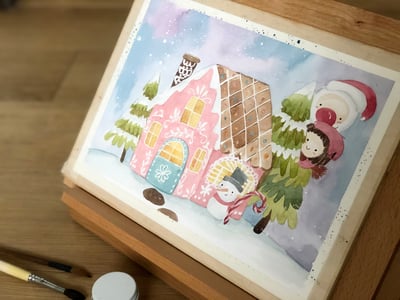 輕水彩課：聖誕薑餅屋2