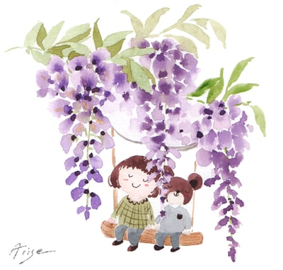 輕水彩課：夢幻的紫藤花海10