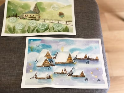 輕水彩課：旅行的記憶／冬日的合掌村2