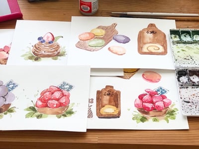 輕水彩：港川區的菓子店（甜點篇）｜Ariselin Design 線上課程｜4