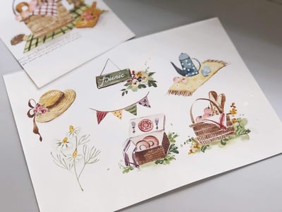 輕水彩課：法式野餐趣6