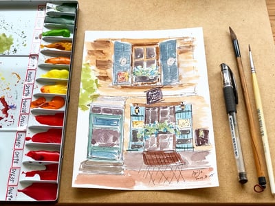 輕水彩：山城裡的普羅旺斯｜Ariselin Design 線上課程｜5