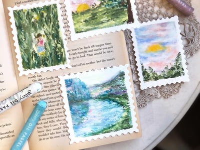 油粉彩課：郵票裡的印象派風景1