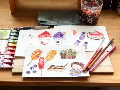 輕水彩：夏日風物詩｜Ariselin Design 線上課程｜3