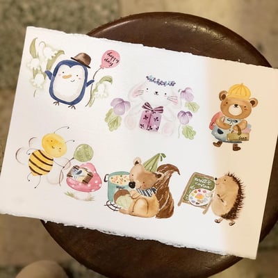 輕水彩：森林裡的動物派對6