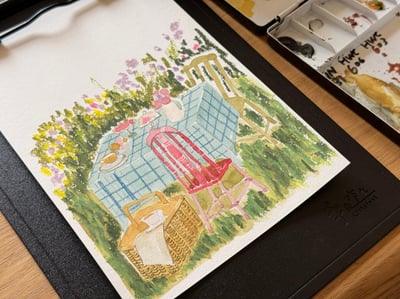 複合媒材：花園裡的小盛宴3