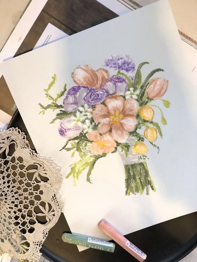 油粉彩課：韓系花束彩繪1
