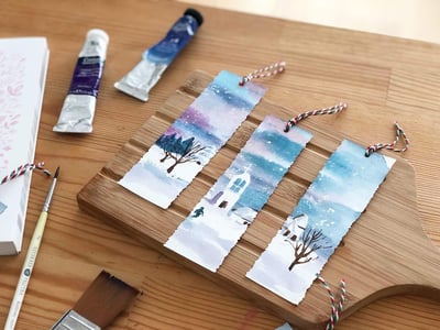 輕水彩課：冬日的美瑛雪景3