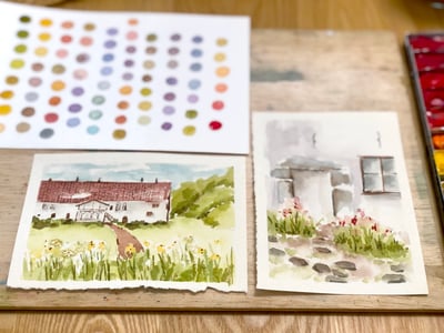 輕水彩課：旅行風格速寫—瑞典霍夫達拉城堡一隅4