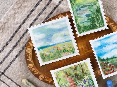 油粉彩課：郵票裡的印象派風景2