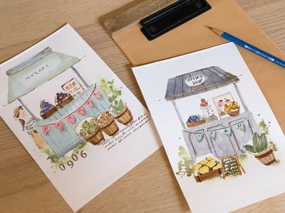 我的農夫小市集｜Ariselin Design 水彩課｜7